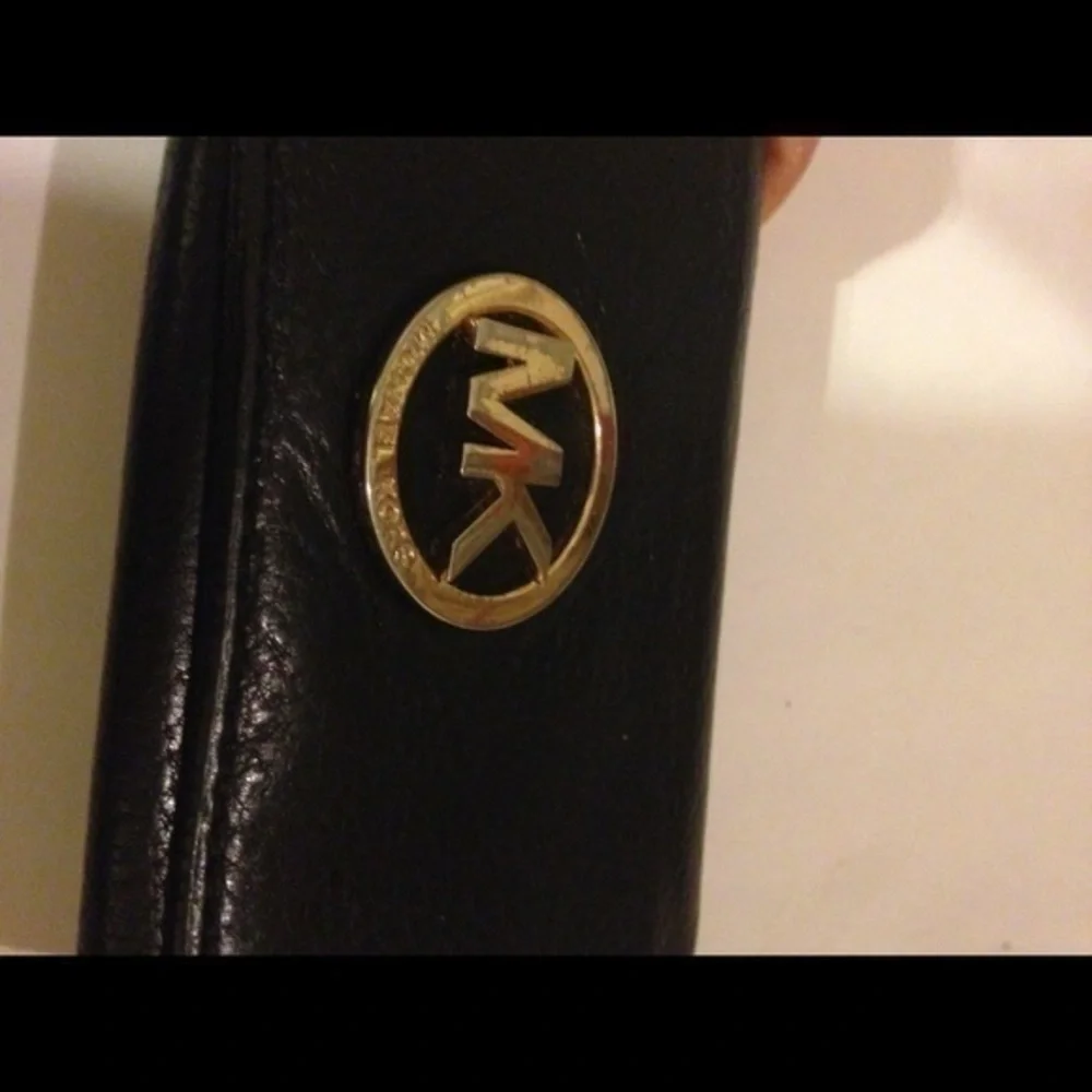 Michael Kors black leather checkbook wallet